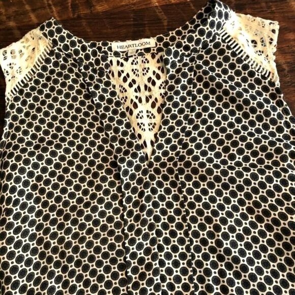 Heartloom Sleeveless Navy & Blue Boho Lace Back Tunic Top L - Picture 7 of 9